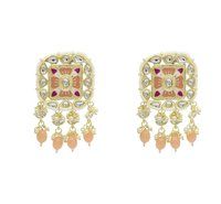 Meenakari Kundan Peach Color Choker Necklace Earring jewellery Set