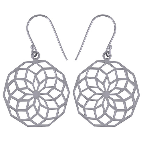 FLOWER PATTERN PLAIN 925 STERLING SOLID SILVER EARRINGS