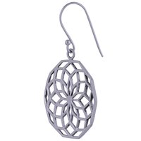 FLOWER PATTERN PLAIN 925 STERLING SOLID SILVER EARRINGS