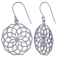 FLOWER PATTERN PLAIN 925 STERLING SOLID SILVER EARRINGS