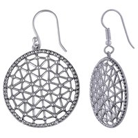 GORGEOUS HAND WORK ON PLAIN 925 STERLING SOLID SILVER EARRINGS