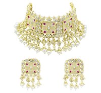 Traditional Design Meenakari Kundan White Color Choker Necklace Set