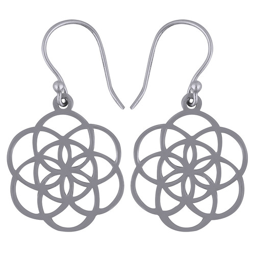FLOWER PATTERN PLAIN 925 STERLING SOLID SILVER EARRINGS