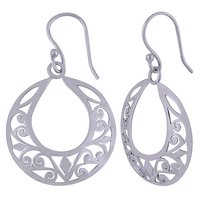 HANDCARFTED FLIGREE PLAIN 925 STERLING SOLID SILVER EARRINGS