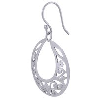 HANDCARFTED FLIGREE PLAIN 925 STERLING SOLID SILVER EARRINGS