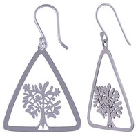 TRIANGLE TREE FRAME PLAIN 925 STERLING SOLID SILVER EARRINGS