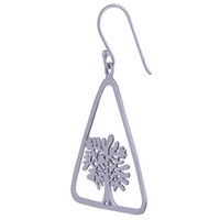 TRIANGLE TREE FRAME PLAIN 925 STERLING SOLID SILVER EARRINGS