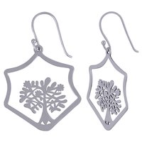 HEXAGON TREE FRAME PLAIN 925 STERLING SOLID SILVER EARRINGS