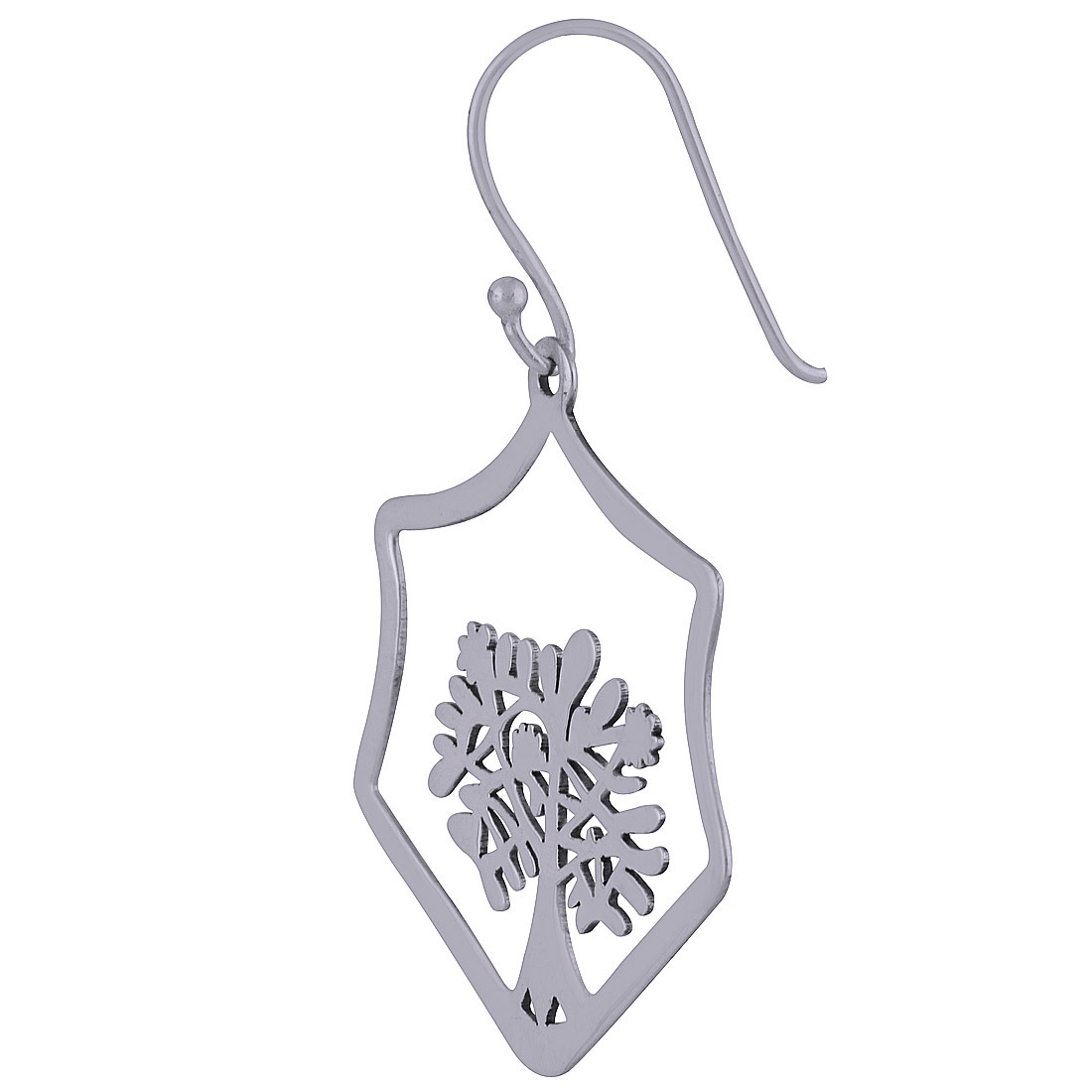 HEXAGON TREE FRAME PLAIN 925 STERLING SOLID SILVER EARRINGS