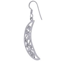 CRESCENT MOON JALI WORK FRAME PLAIN 925 STERLING SOLID SILVER EARRINGS