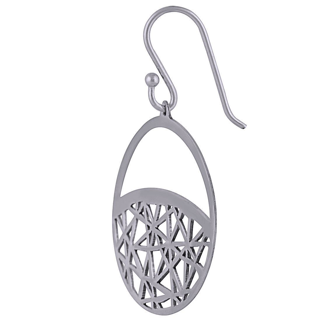 ROUND ABSTRACT FRAME PLAIN 925 STERLING SOLID SILVER EARRINGS
