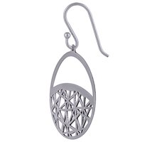 ROUND ABSTRACT FRAME PLAIN 925 STERLING SOLID SILVER EARRINGS
