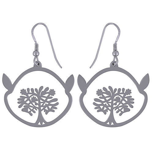 TREE FRAME PLAIN 925 STERLING SOLID SILVER EARRINGS