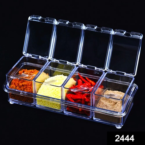 Transparent 2444 Crystal Seasoning Acrylic Box Pepper Salt Spice Rack