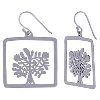 TREE FRAME PLAIN 925 STERLING SOLID SILVER EARRINGS