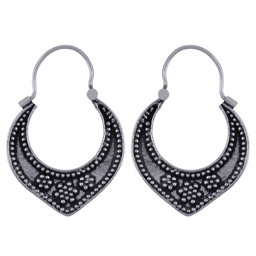 RAWA WORK UNIQUE PLAIN 925 STERLING SOLID SILVER BALI EARRINGS