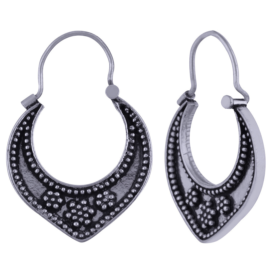 RAWA WORK UNIQUE PLAIN 925 STERLING SOLID SILVER BALI EARRINGS