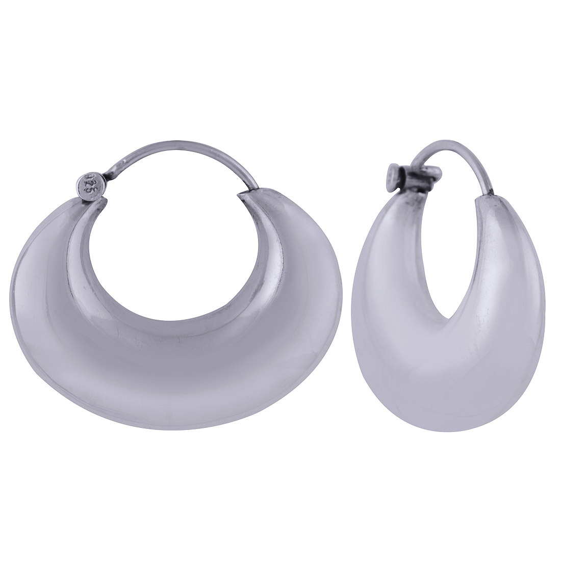 PLAIN 925 STERLING SOLID SILVER BALI EARRINGS