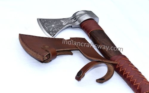 Viking Axe With Leather Cover - Length: 14 Inch (In)