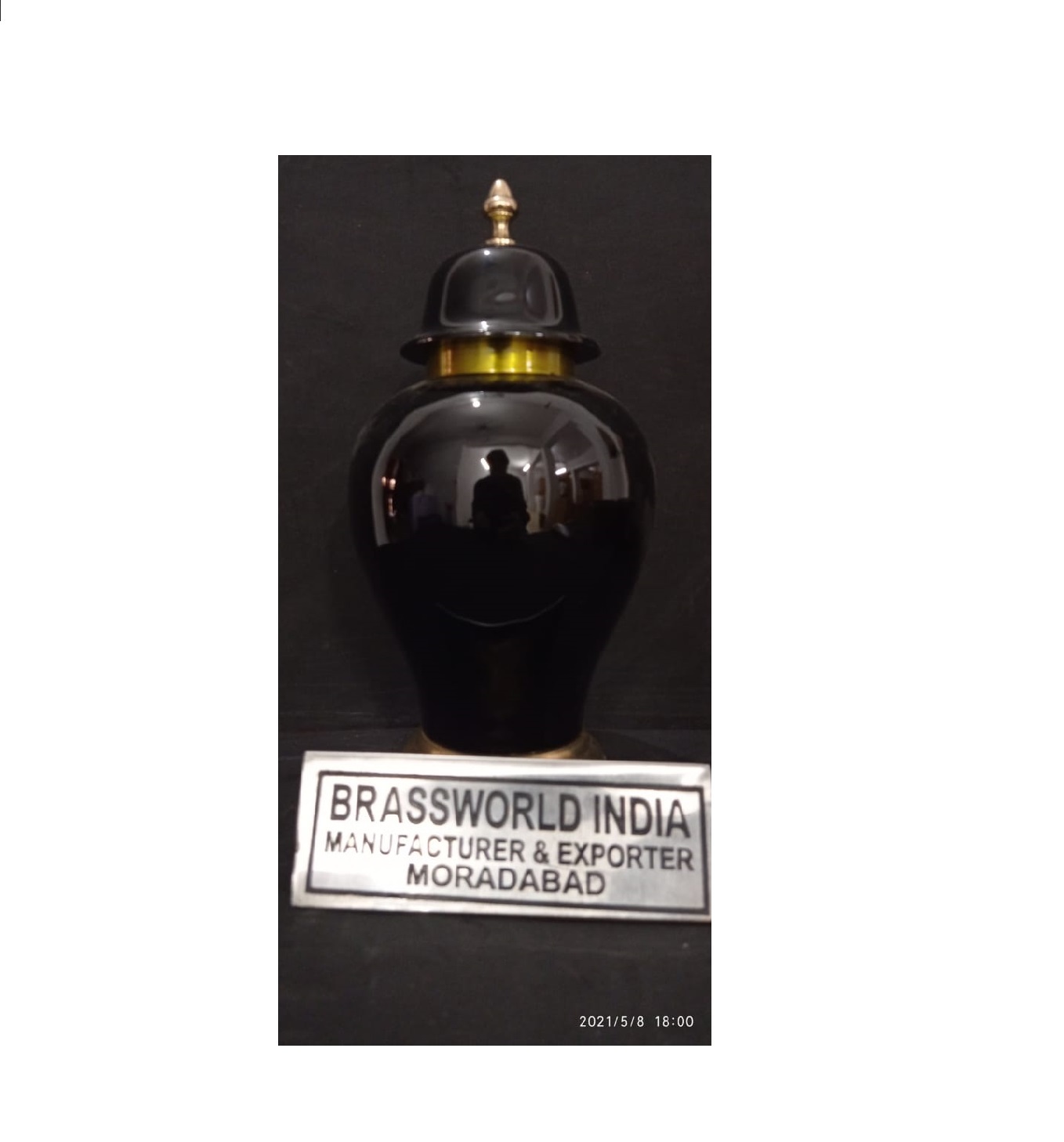 Gorgeous Black Brass Cremation Adult Urn