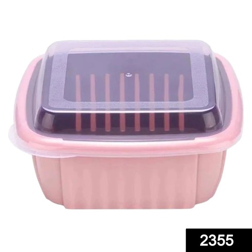 Plastic 2355 Double Layer Food Drainer Washing Basket With Collapsible Strainers Colander