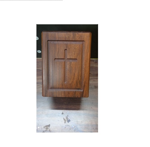 RECTANGLE BOX WOOD WITH CROSS ADULT CREMATION URN