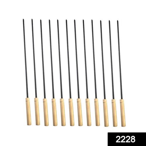 2228 Barbecue Skewers For Bbq Tandoor And Gril With Wooden Handle  Pack Of 12