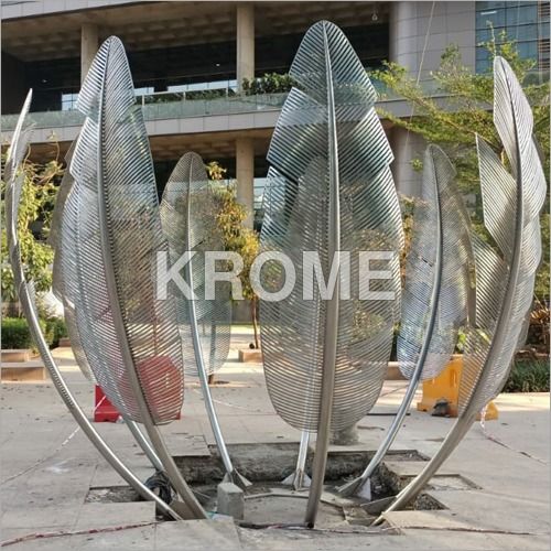 Silver Stainless Steel Leaf Sculpture For Outdoor