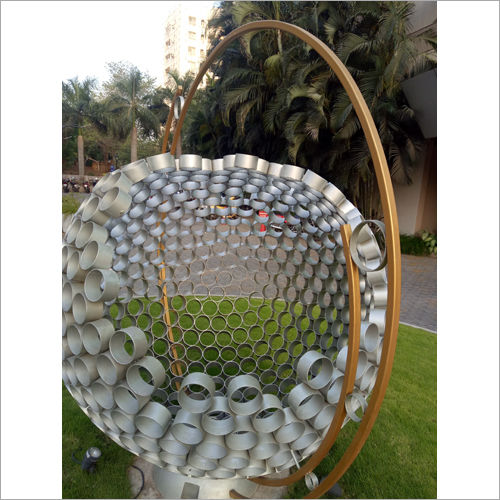 Stainless Steel And Brass Globe Sculpture For Outdoor