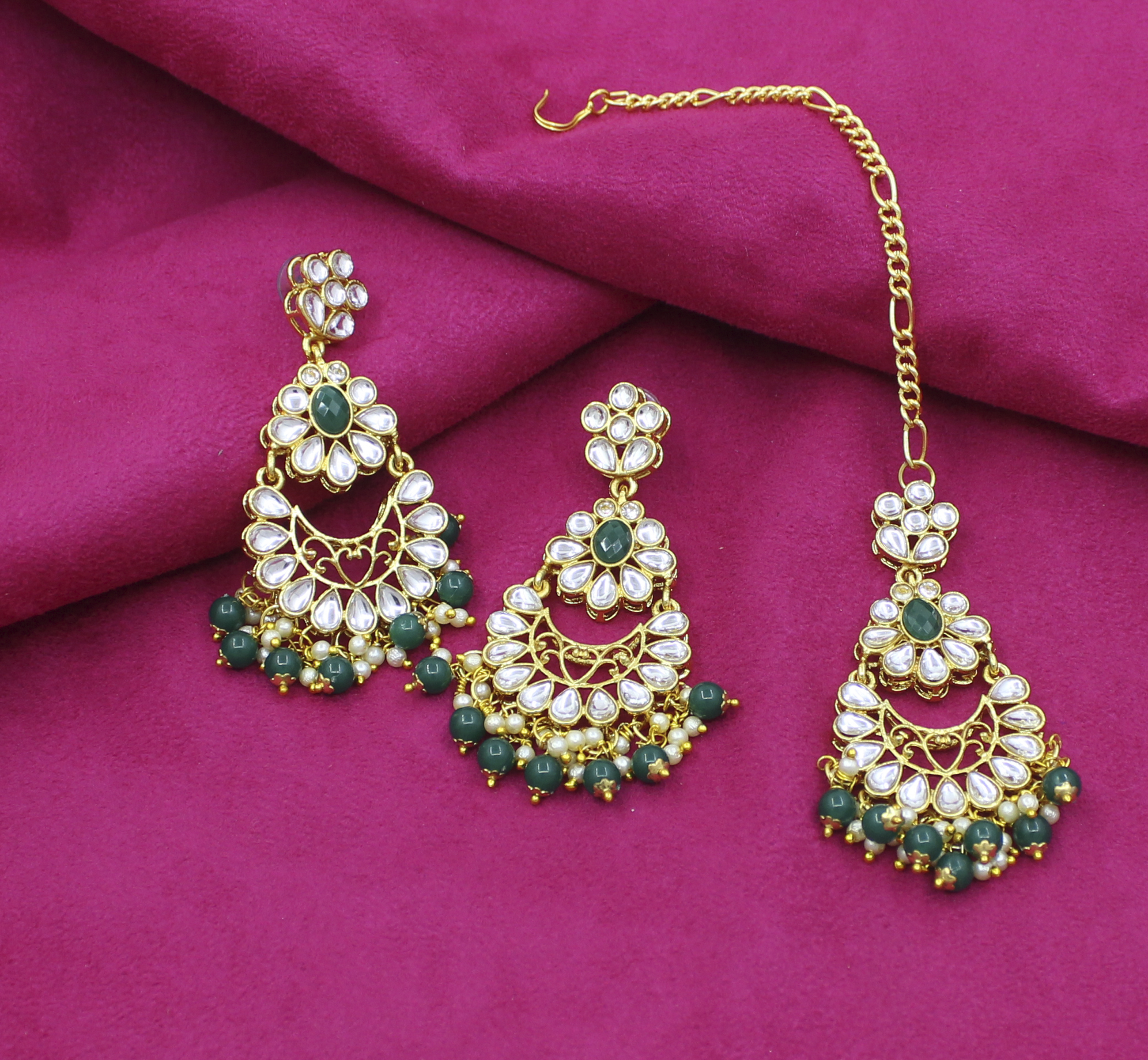 Indian Traditional Design Party Wear Gold Plated Choker Necklace Set