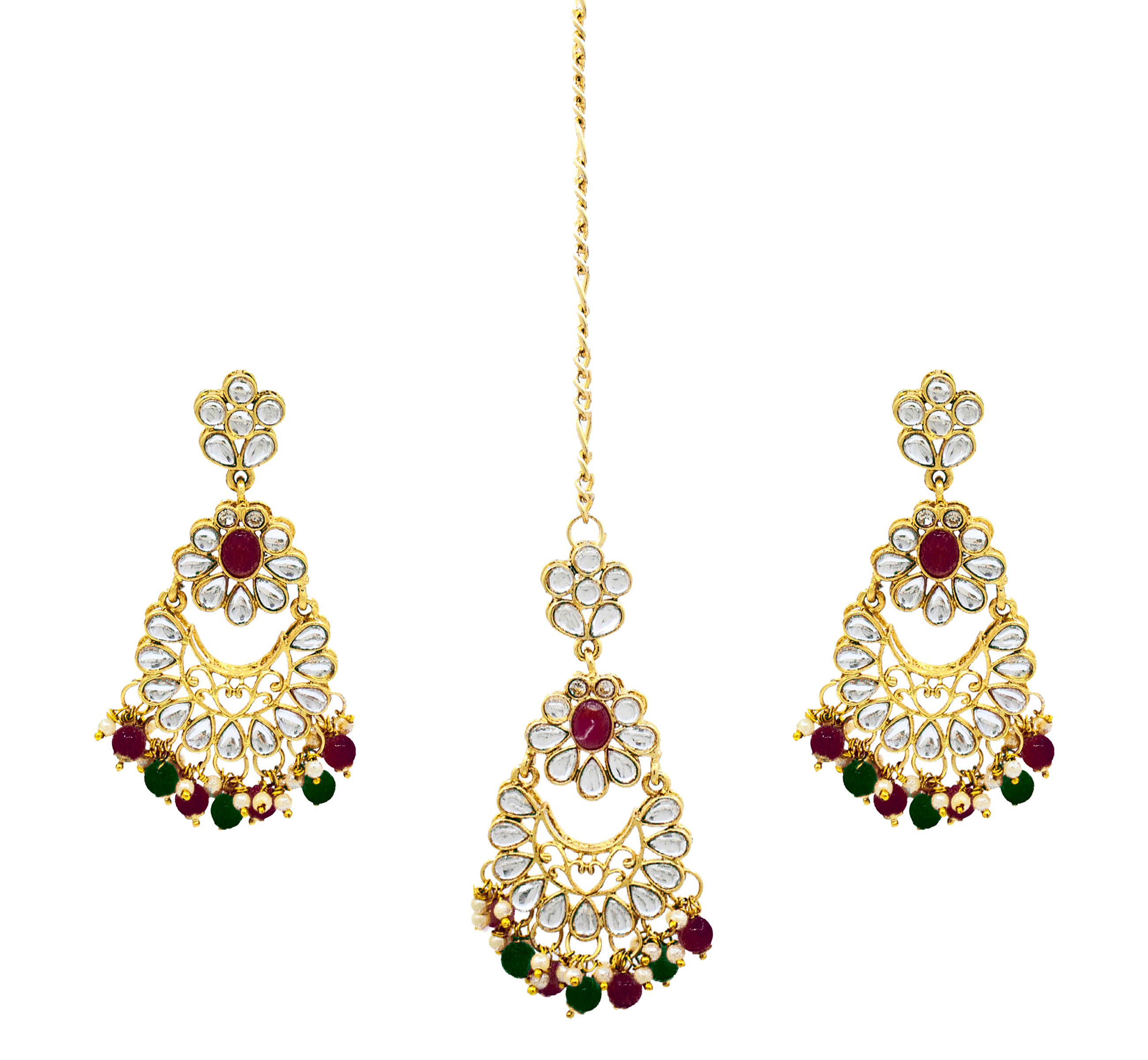 Party Wear Gold Plated Choker Necklace Earring With Maangtikka Jewellery Set