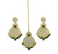 Wedding Collection Kundan Stone Work Green Color Choker Necklace Set