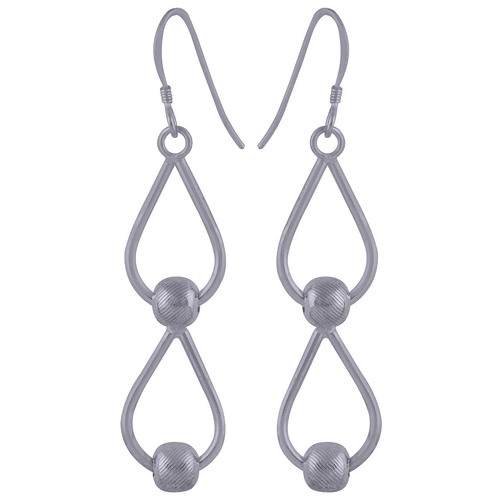 BEADS PLAIN 925 STERLING SOLID SILVER EARRINGS
