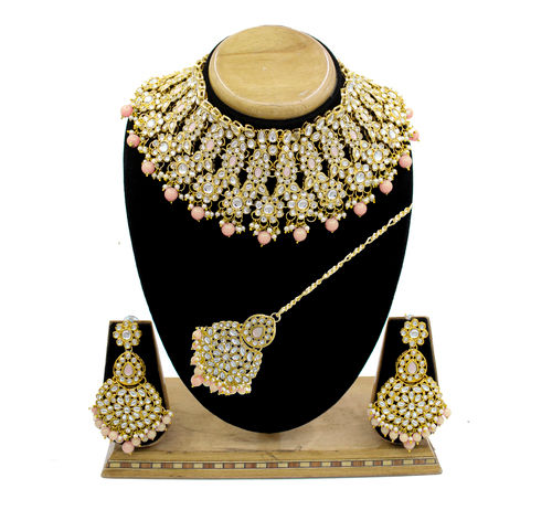 Traditional Design Kundan Stone Work Choker Necklace Set