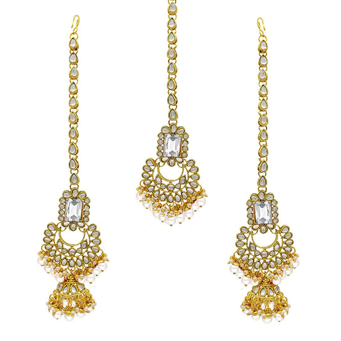 Indian Bridal White Kundan Choker Necklace Earring With Maangtikka Jewellery Set