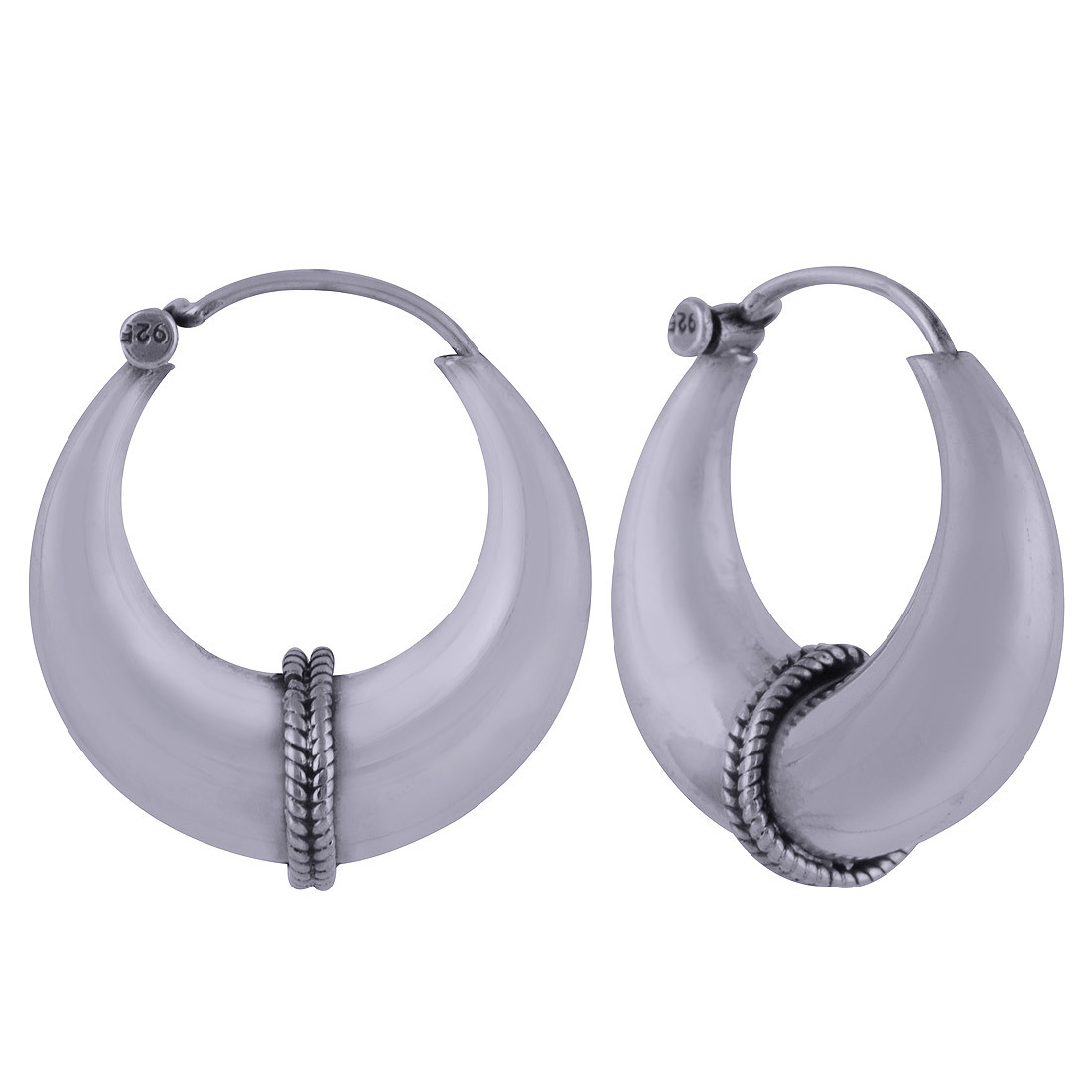 PLAIN 925 STERLING SOLID SILVER BALI EARRINGS