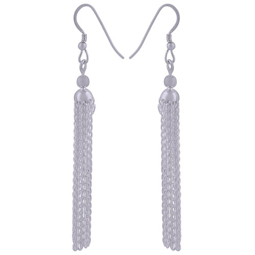 TASSEL PLAIN 925 STERLING SOLID SILVER EARRINGS