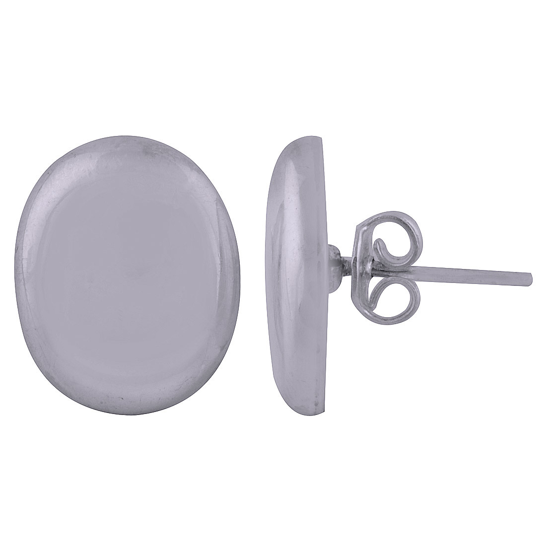 OVAL PLAIN 925 STERLING SOLID SILVER STUD EARRINGS