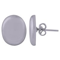 OVAL PLAIN 925 STERLING SOLID SILVER STUD EARRINGS