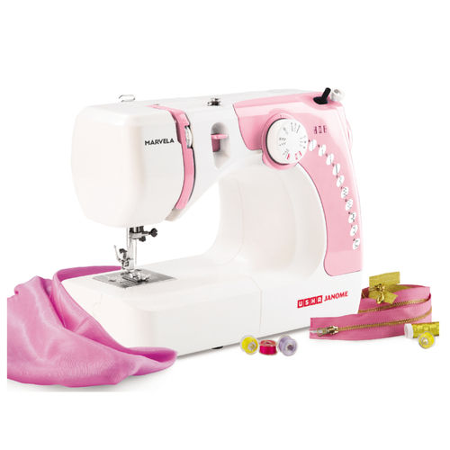 Usha Janome Sew Lite Deluxe Automatic Zig-Zag Sewing Machine (White and  Pink) : : Home & Kitchen