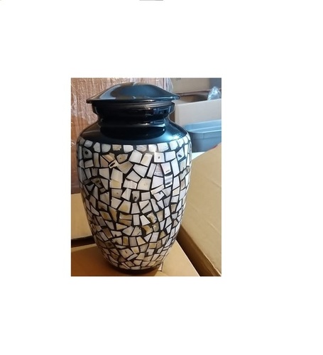 ALUMINIUM BLACK MOTHER OF PEARL CREMETION URN