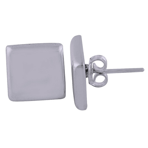 SQUARE PLAIN 925 STERLING SOLID SILVER STUD EARRINGS
