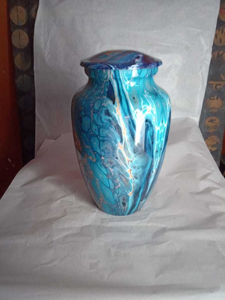 ALUMINIUM HIGH QUALITY HAND PAINTED URN FUNERAL SUPPLIES