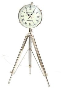 Nickel Finish Brass Floor Clock With Tripod