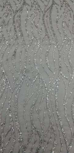 Embroidery Net Fabric - Light Colors with Heavy Sequence Work | Exceptionally Soft, Light Weight, Washable, Available in Different Colors, Custom Length