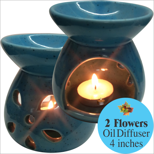 2 Flower 4 Inch 4 Inch Ceramic Oil Diffuser Burner By PRAMUKH INNOVATIONS