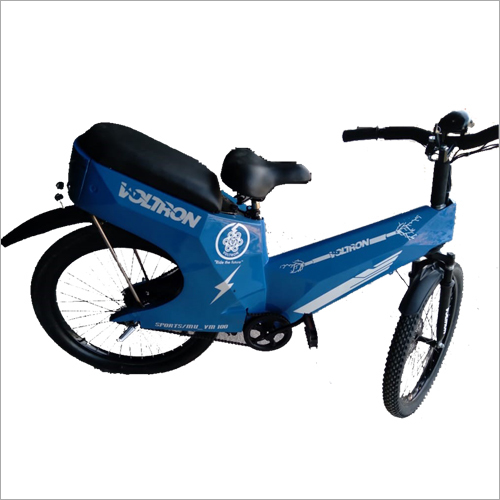 Blue Electric Cycle With Mid Drive Motor