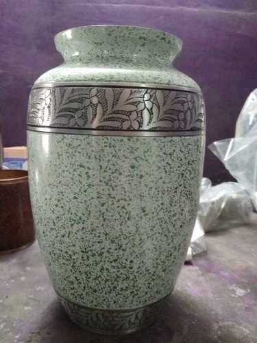 WHITE AND GREEN MARBLE FINISH  CREMATION URN WITH SILVER ENGRAVED FUNERAL SUPPLIES