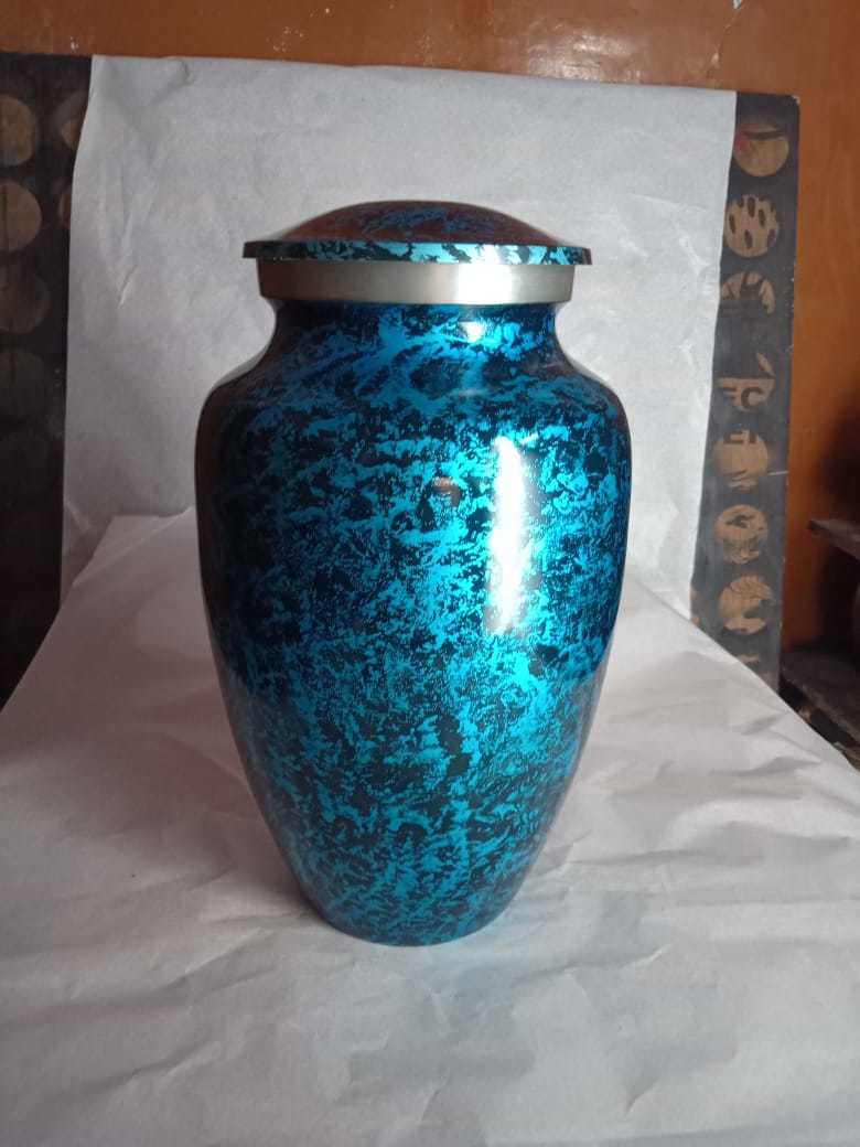 PURPLE CREMATION URN WITH WHITE LINE FUNERAL SUPPLIES