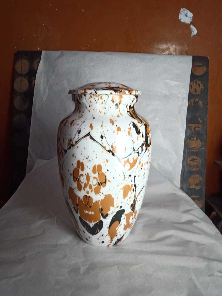 PURPLE CREMATION URN WITH WHITE LINE FUNERAL SUPPLIES